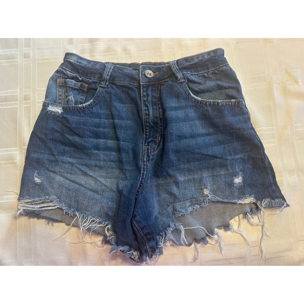 Rewash Denim Shorts Women 5 Blue Vintage Reunion Super High Rise Distressed